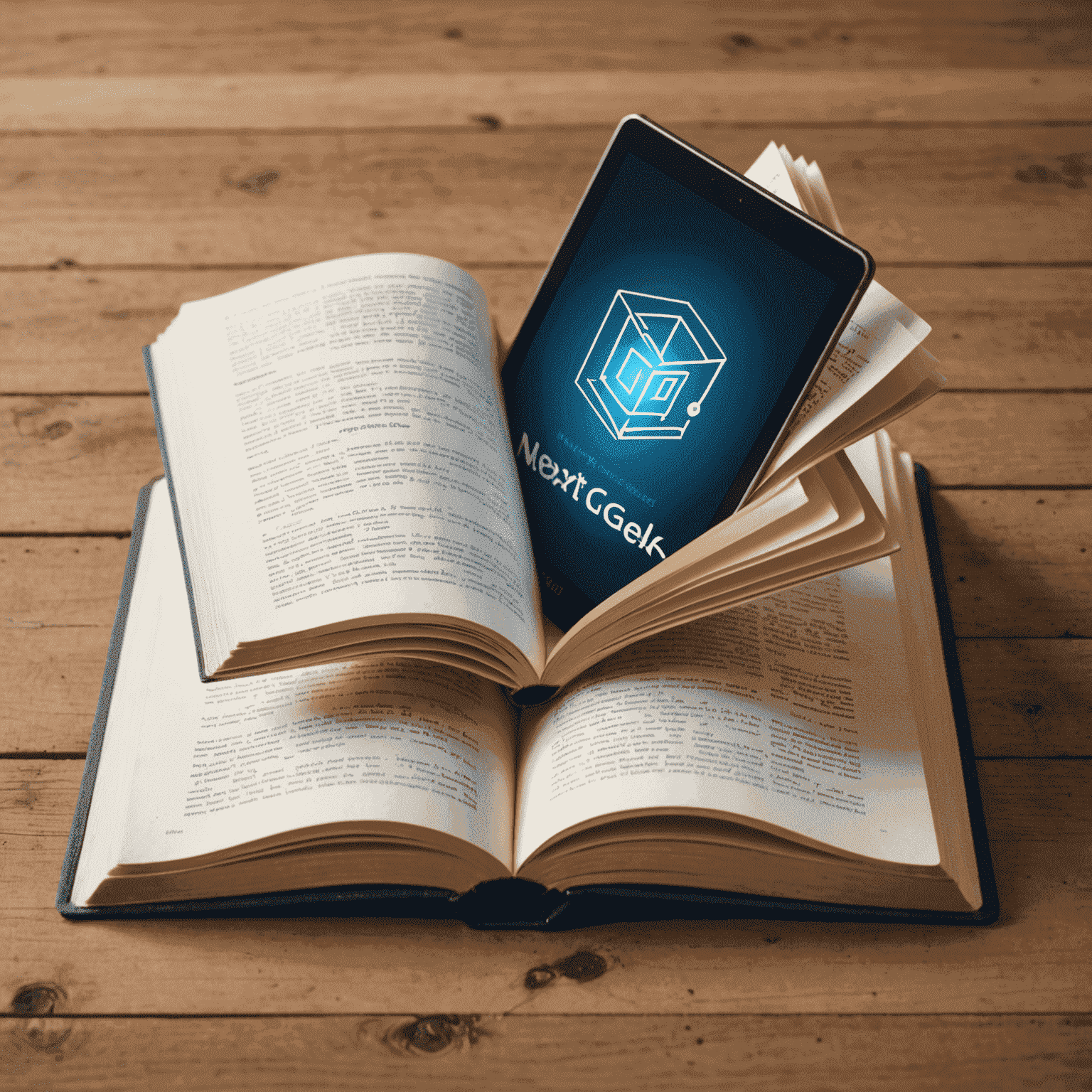 NextGeek Services Logo - An open book with a digital screen emerging from its pages, symbolizing online tutoring and e-learning